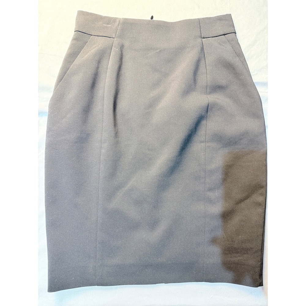 HM Black High Waisted Pencil Skirt Womens Size 2 Cotton Blend Office Career Wear